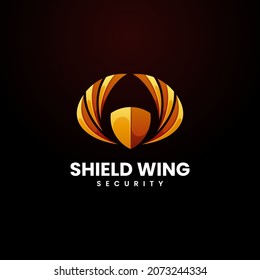 Vector Logo Illustration Shield Wings Gradient Colorful Style.