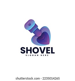 Vector Logo Illustration Shovel Gradient Colorful Style.