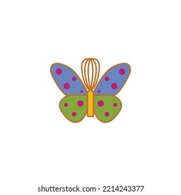 
Vector logo illustration showing a combination of a butterfly with a whisk. It is suitable for food and cake shop business.