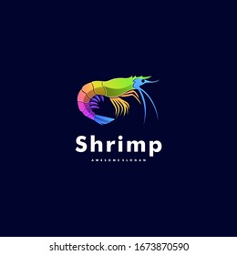 Vector Logo Illustration Shrimp Gradient Colorful Style.