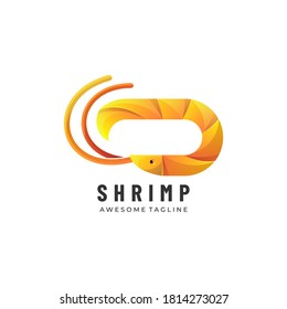 Vector Logo Illustration Shrimp Gradient Colorful Style.
