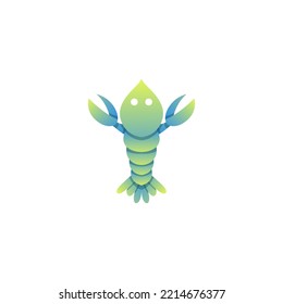 Vector logo illustration shrimp gradient colorful style