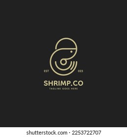 Vector Logo Illustration Shrimp Line Art Style.