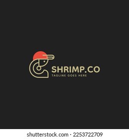 Vector Logo Illustration Shrimp Line Art Style.