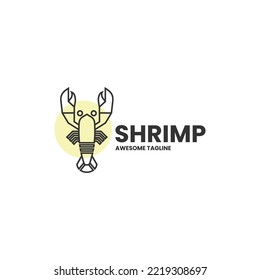 Vector Logo Illustration Shrimp Simple Mascot Style.