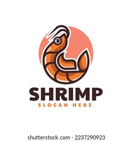 Vector Logo Illustration Shrimp Simple Mascot Style