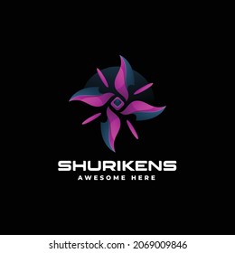 Ilustración del logotipo del vector Estilo de color del degradado de Shuriken.