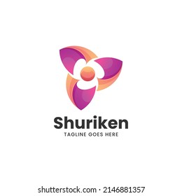 Vector Logo Illustration Shuriken Gradient Colorful Style.