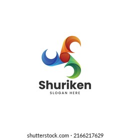 Vector Logo Illustration Shuriken Gradient Colorful Style.