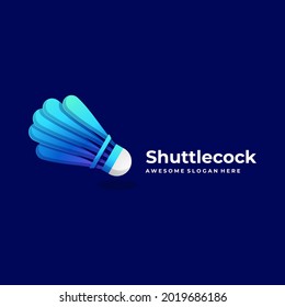 Vector Logo Illustration Shuttlecock Gradient Colorful Style.