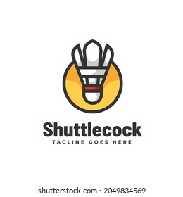 Vector Logo Illustration Shuttlecock Simple Mascot Style.