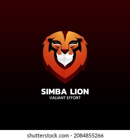 Vector Logo Illustration Simba Lion Gradient Colorful Style.