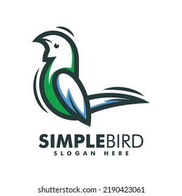Vector Logo Illustration Simple Bird Mascot Style.