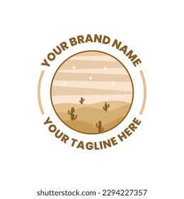 vector logo illustration simple cute and modern of a circle shaped desert