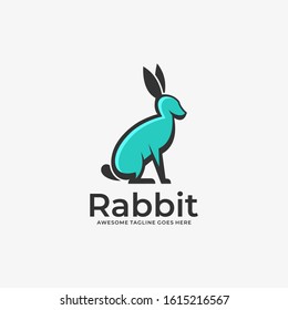 Vector Logo Illustration a Sitting Rabbit Mascot Cartoon 