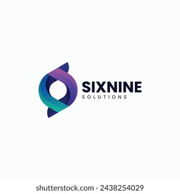 Vector Logo Ilustración Seis Nueve Gradiente Estilo Colorido