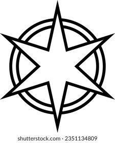 Vector logo illustration of a six-pointed star enclosed in a circle.