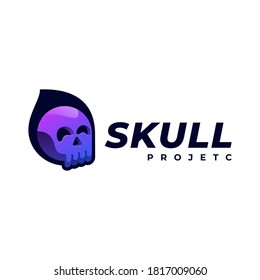 Vector Logo Illustration Skull Gradient Colorful Style.