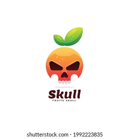 Vector Logo Illustration Skull Gradient Colorful Style.