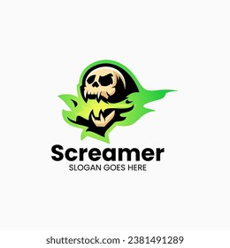 Vector Logo Illustration Skull Gradient Colorful Style