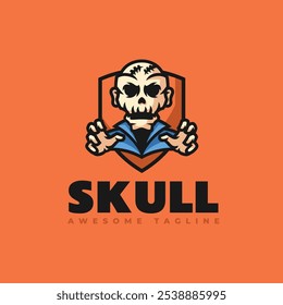Vector Logo Illustration Skull Mascot Cartoon Style