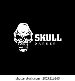 Vector Logo Illustration Skull Silhouette Style.