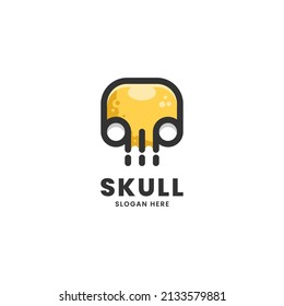Vector Logo Illustration Skull Simple Mascot Style.