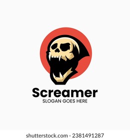 Vector Logo Illustration Skull Simple Mascot Style