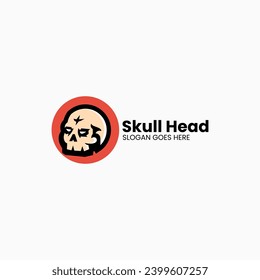 Vector Logo Illustration Skull Simple Mascot Style