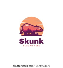 Vector Logo Illustration Skunk Simple Mascot Style.