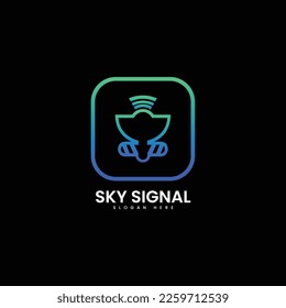 Vector Logo Illustration Sky Signal Gradient Colorful Style.