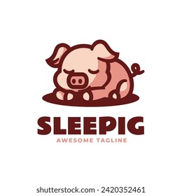 Ilustración con logotipo vectorial Sleep Pig Estilo sencillo de mascota.