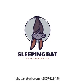 Vector Logo Illustration Sleeping Bat Simple Mascot Style