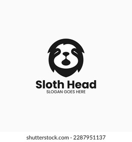 Vector Logo Illustration Sloth Head Silhouette Style