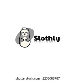 Vector Logo Illustration Sloth Simple Mascot Style.