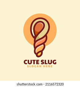 Vector Logo Illustration Slug Simple Colorful Style.