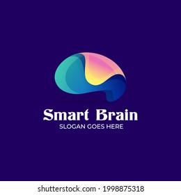 Vektorlogo Illustration Smart Brain Farbverlauf-Stil.