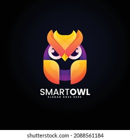 Vector Logo Illustration Smart Owl Gradient Colorful Style.