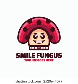 Vector Logo Ilustración Sonrisa Fungus Mascota Estilo de dibujos animados