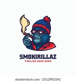 Ilustração de logotipo de vetor Smokirillaz Mascot Estilo de desenho animado