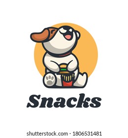 Vector Logo Illustration Snacks Simple Mascot Style.