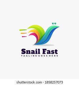 Ilustración del logotipo del vector Estilo de color gradiente rápido de caracol.