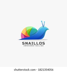 Vector Logo Illustration Snail Gradient Colorful Style.