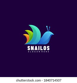 Vector Logo Illustration Snail Gradient Colorful Style.