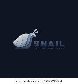 Vector Logo Illustration Snail Gradient Colorful Style.