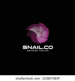 Logo Vector Ilustración Estilo de color gradiente de caracol.