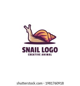 Vector Logo Illustration Snail Mascot Cartoon Style.