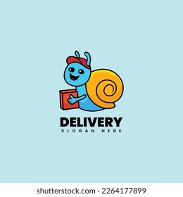 Ilustración con logotipo vectorial Estilo de caricatura de caricaturas de caracol.