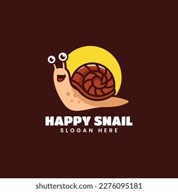 Vector Logo Illustration Snail Mascot Cartoon Style.