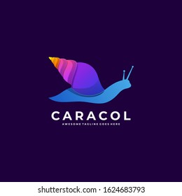 Vector Logo Illustration Snail propagate Gradient Colorful